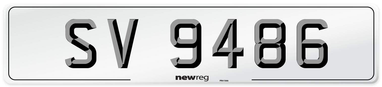 SV 9486 Number Plate from New Reg